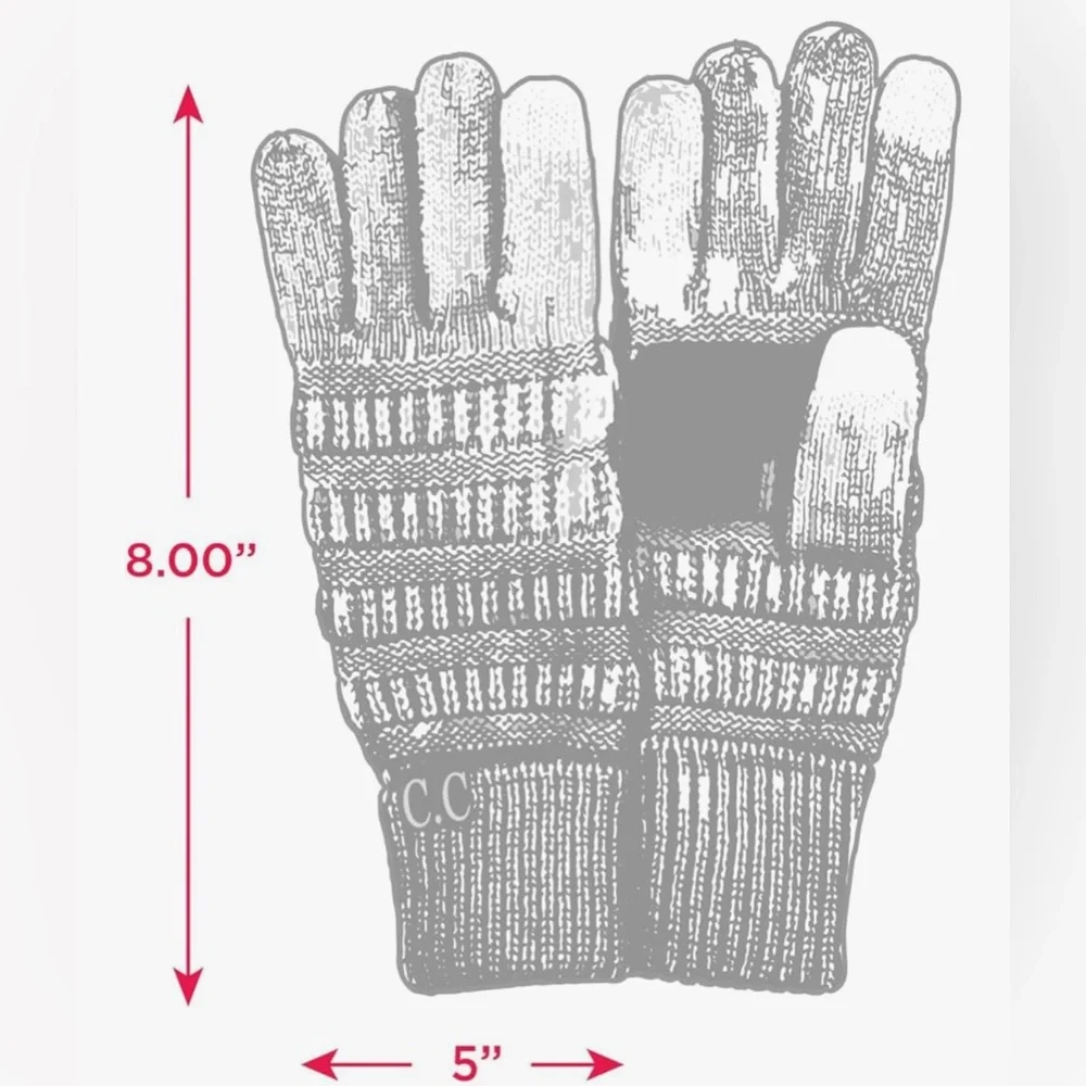New C.C Light Gray Metallic Thread Smarttips Touchscreen Phone Compatible Gloves